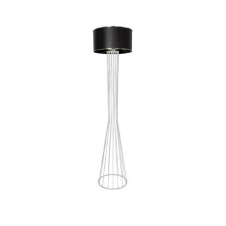 GloboStar® NOVA 201-0038 Μοντέρνο Επιδαπέδιο Φωτιστικό 1 x E27 IP20 Λευκό Μεταλλό με Μαύρο Ύφασμα - Μ36 x Π36 x Υ148cm