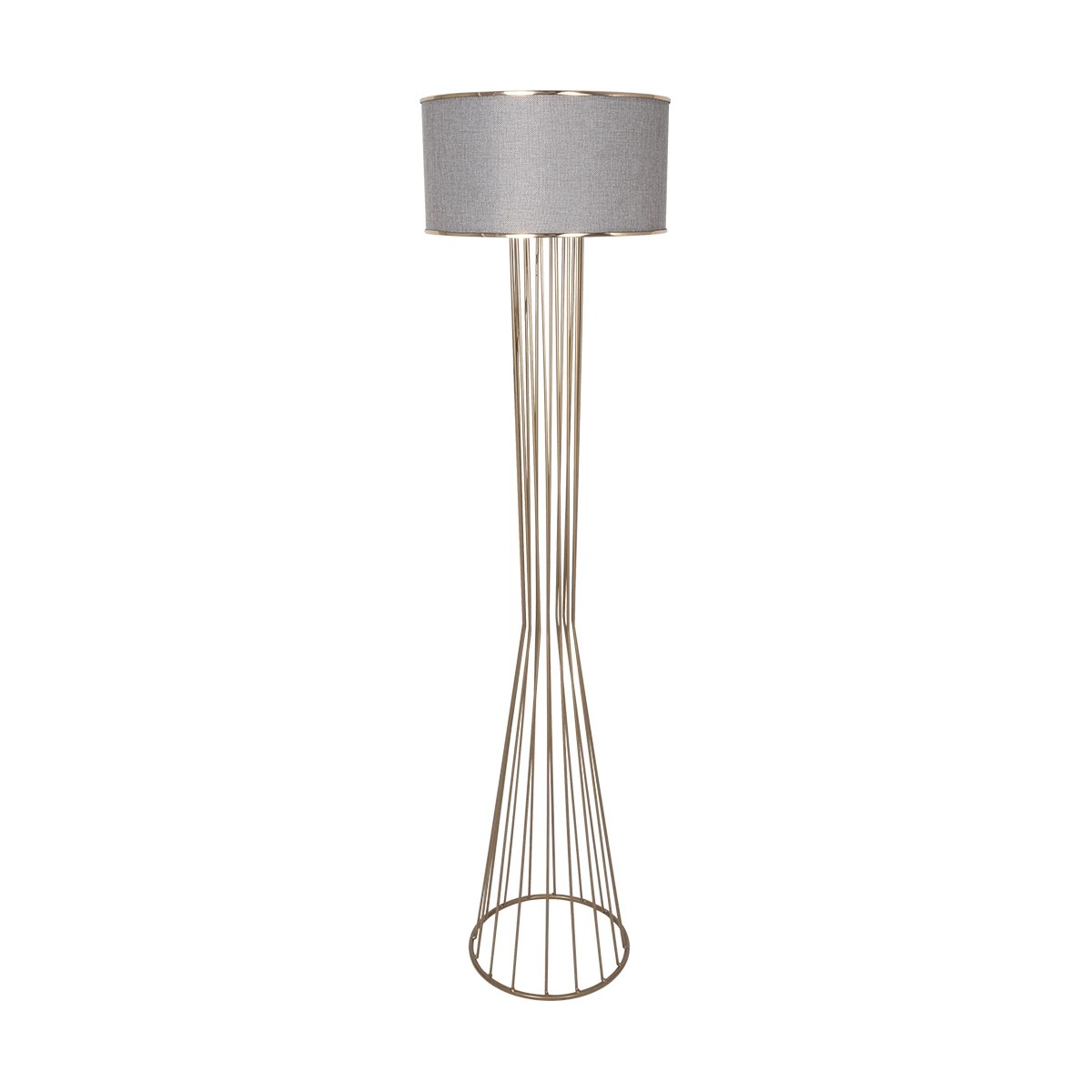 GloboStar® NOVA 201-0040 Μοντέρνο Επιδαπέδιο Φωτιστικό 1 x E27 IP20 Χρυσό Μεταλλό με Μπεζ Ύφασμα - Μ36 x Π36 x Υ148cm - Image 4