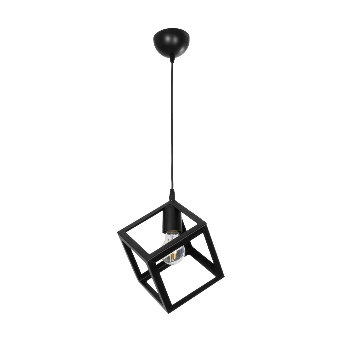 GloboStar® DISE 201-0049 Μοντέρνο Κρεμαστό Φωτιστικό Κύβος Μονόφωτο 1 x E27 IP20 Μαύρο Μέταλλο - Μ18 x Π18 x Υ68cm - Image 4