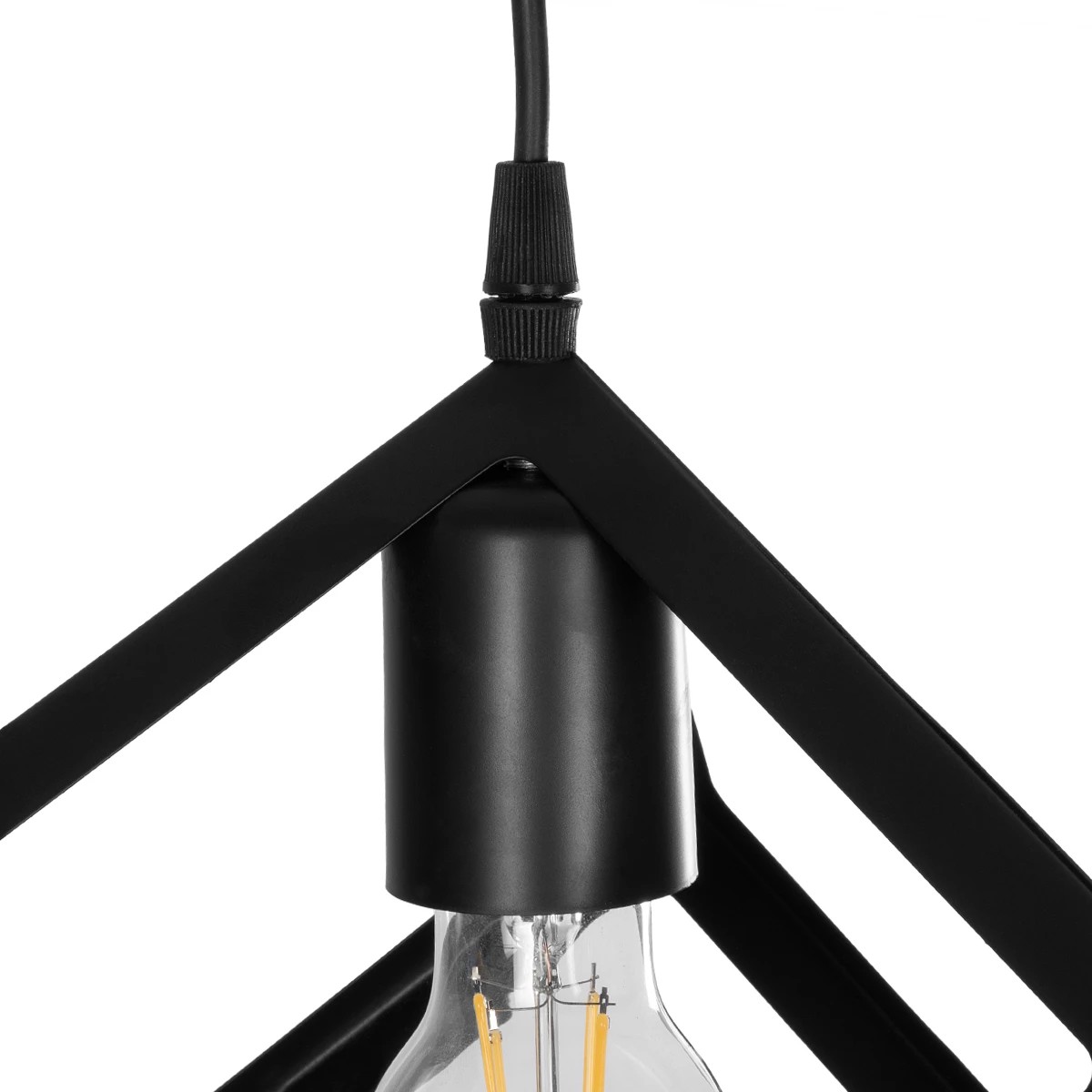GloboStar® DISE 201-0049 Μοντέρνο Κρεμαστό Φωτιστικό Κύβος Μονόφωτο 1 x E27 IP20 Μαύρο Μέταλλο - Μ18 x Π18 x Υ68cm - Image 9