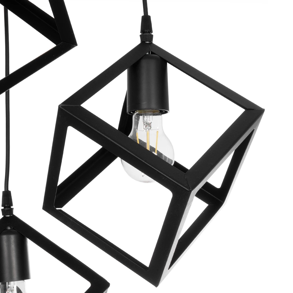 GloboStar® DISE 201-0051 Μοντέρνο Κρεμαστό Φωτιστικό Κύβος Τρίφωτο 3 x E27 IP20 Μαύρο Μέταλλο - Φ40 x Υ90cm - Image 8