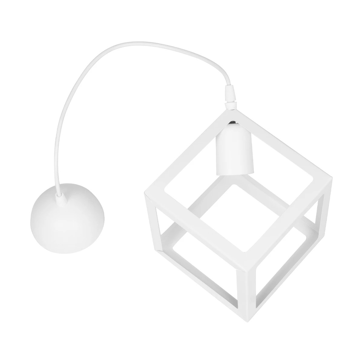 GloboStar® DISE 201-0052 Μοντέρνο Κρεμαστό Φωτιστικό Κύβος Μονόφωτο 1 x E27 IP20 Λευκό Μέταλλο - Μ18 x Π18 x Υ68cm - Image 11