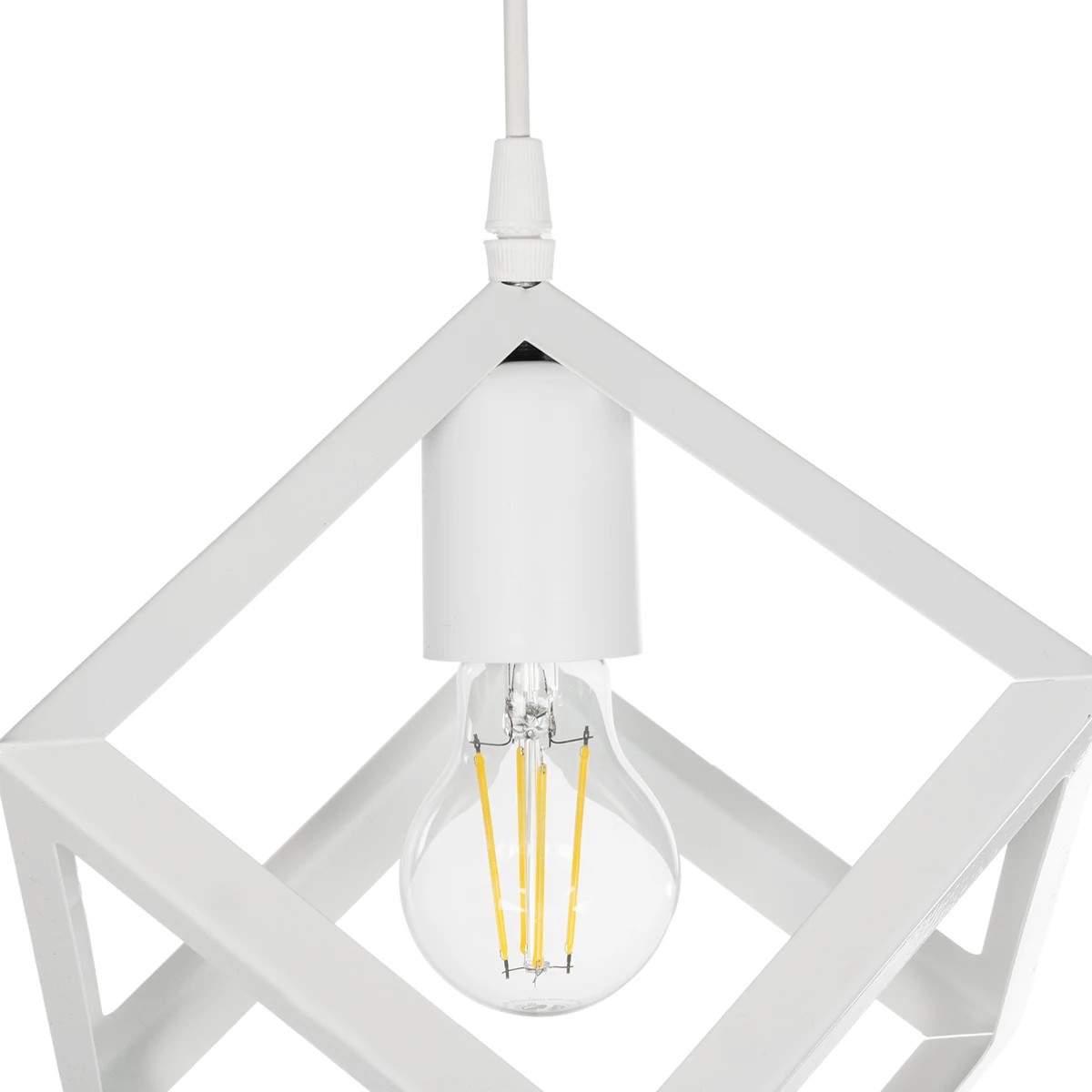 GloboStar® DISE 201-0053 Μοντέρνο Κρεμαστό Φωτιστικό Κύβος Δίφωτο 2 x E27 IP20 Λευκό Μέταλλο - Μ30 x Π30 x Υ70cm - Image 8