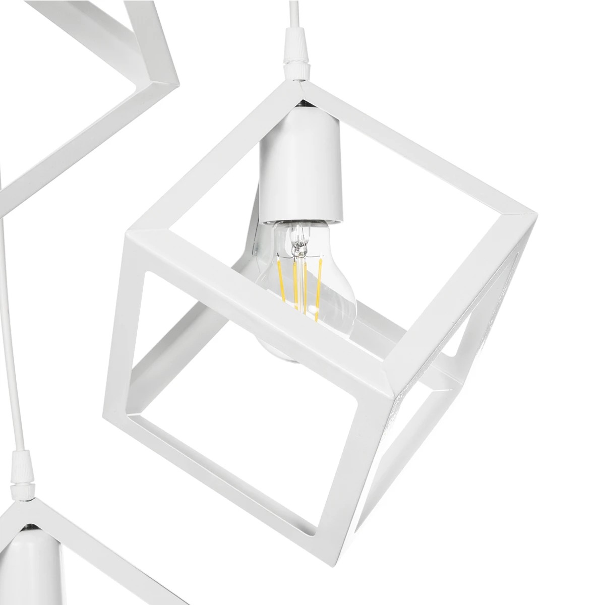 GloboStar® DISE 201-0054 Μοντέρνο Κρεμαστό Φωτιστικό Κύβος Τρίφωτο 3 x E27 IP20 Λευκό Μέταλλο - Μ30 x Π30 x Υ70cm - Image 8