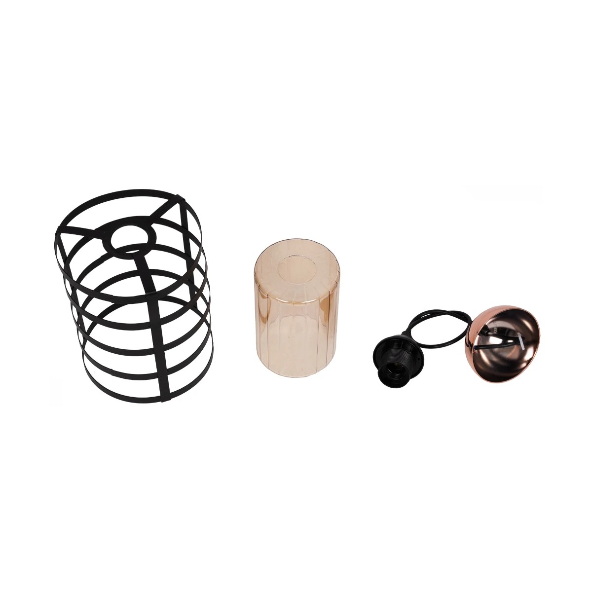 GloboStar® SOLON 201-0060 Μοντέρνο Κρεμαστό Φωτιστικό Πλέγμα Μονόφωτο 1 x E27 IP20 Μπρονζέ με Μαύρο Μέταλλο - Μ20 x Π20 x Υ70cm - Image 11