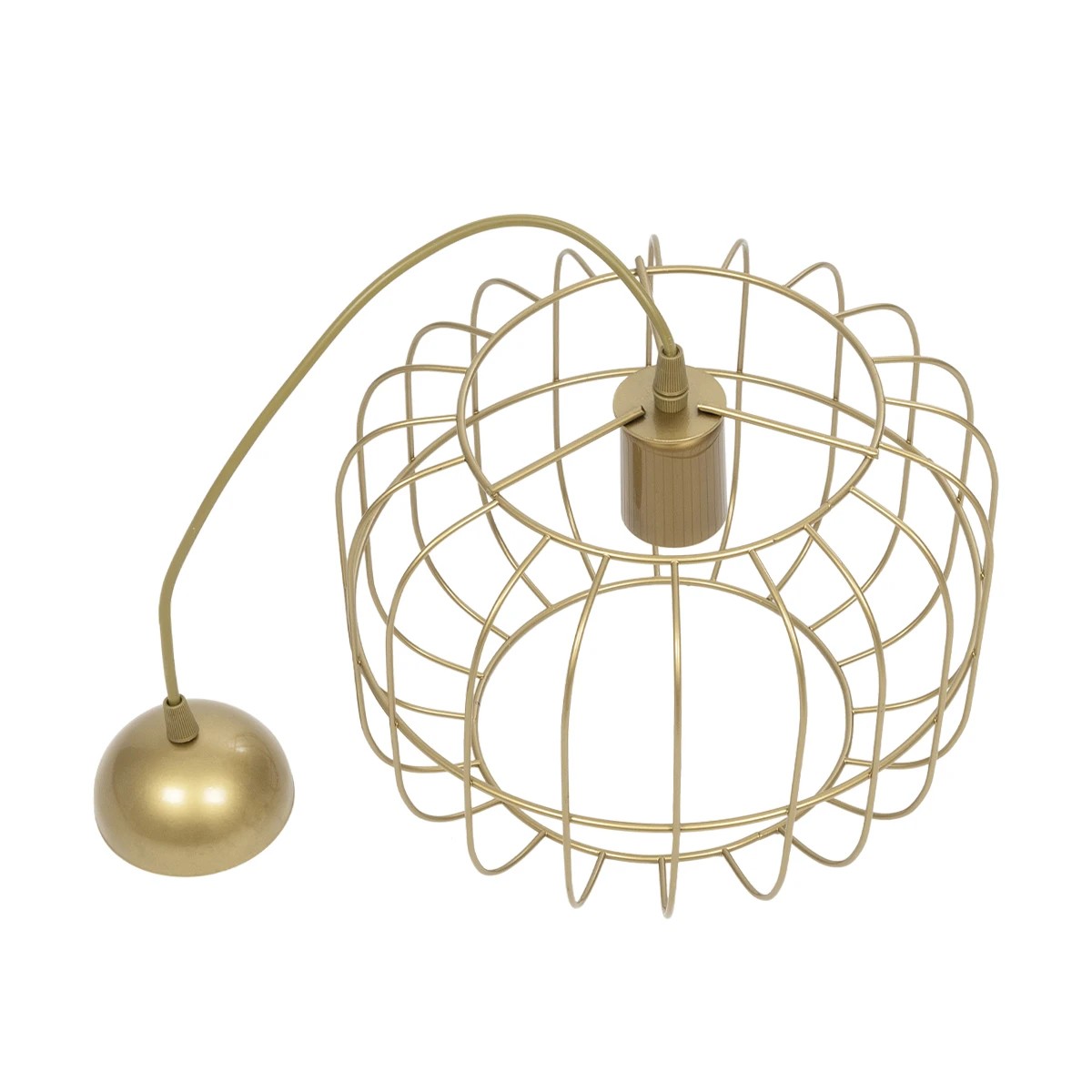 GloboStar® LUCANA 201-0074 Vintage Κρεμαστό Φωτιστικό Πλέγμα Μονόφωτο 1 x E27 IP20 Χρυσό Μέταλλο - Μ30 x Π30 x Υ70cm - Image 11