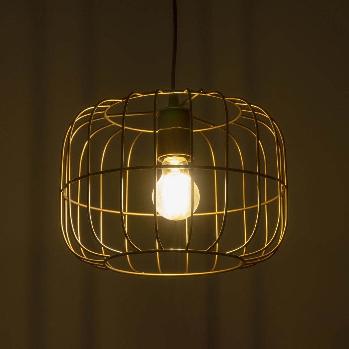 GloboStar® LUCANA 201-0074 Vintage Κρεμαστό Φωτιστικό Πλέγμα Μονόφωτο 1 x E27 IP20 Χρυσό Μέταλλο - Μ30 x Π30 x Υ70cm - Image 3