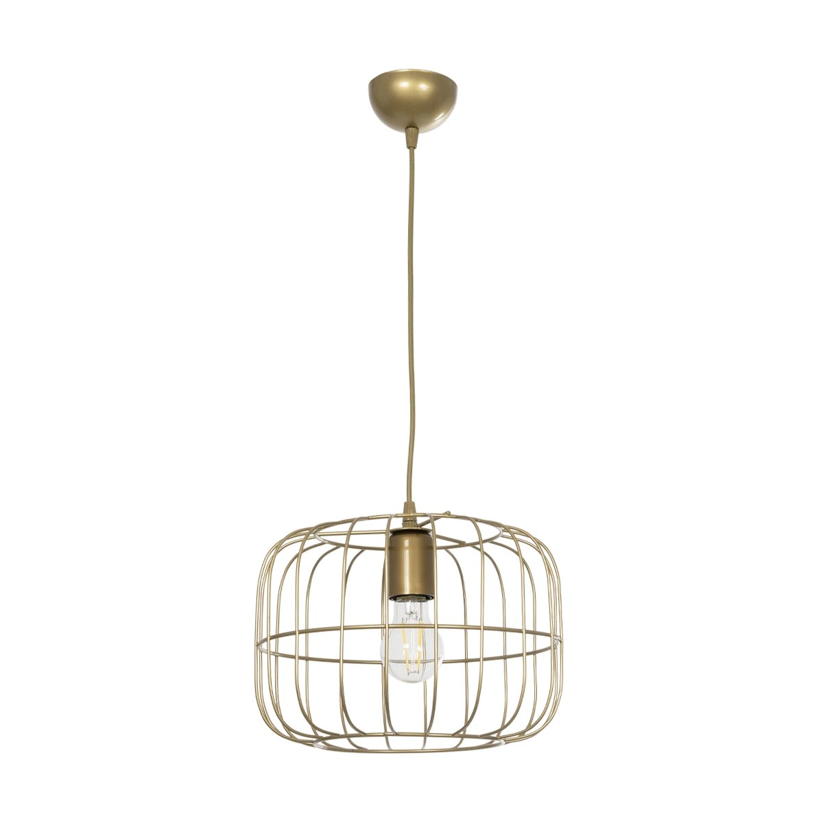 GloboStar® LUCANA 201-0074 Vintage Κρεμαστό Φωτιστικό Πλέγμα Μονόφωτο 1 x E27 IP20 Χρυσό Μέταλλο - Μ30 x Π30 x Υ70cm - Image 4