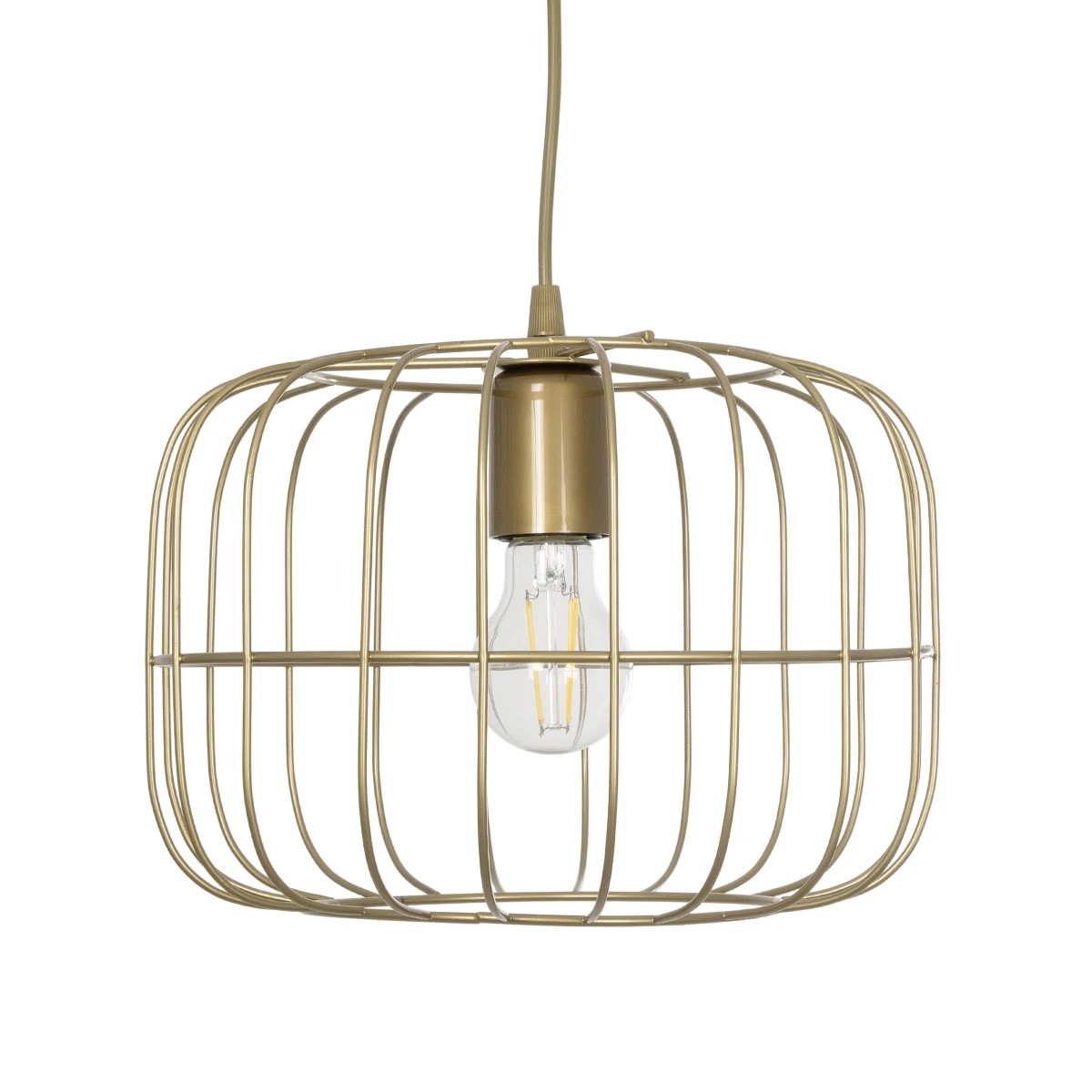 GloboStar® LUCANA 201-0074 Vintage Κρεμαστό Φωτιστικό Πλέγμα Μονόφωτο 1 x E27 IP20 Χρυσό Μέταλλο - Μ30 x Π30 x Υ70cm - Image 5
