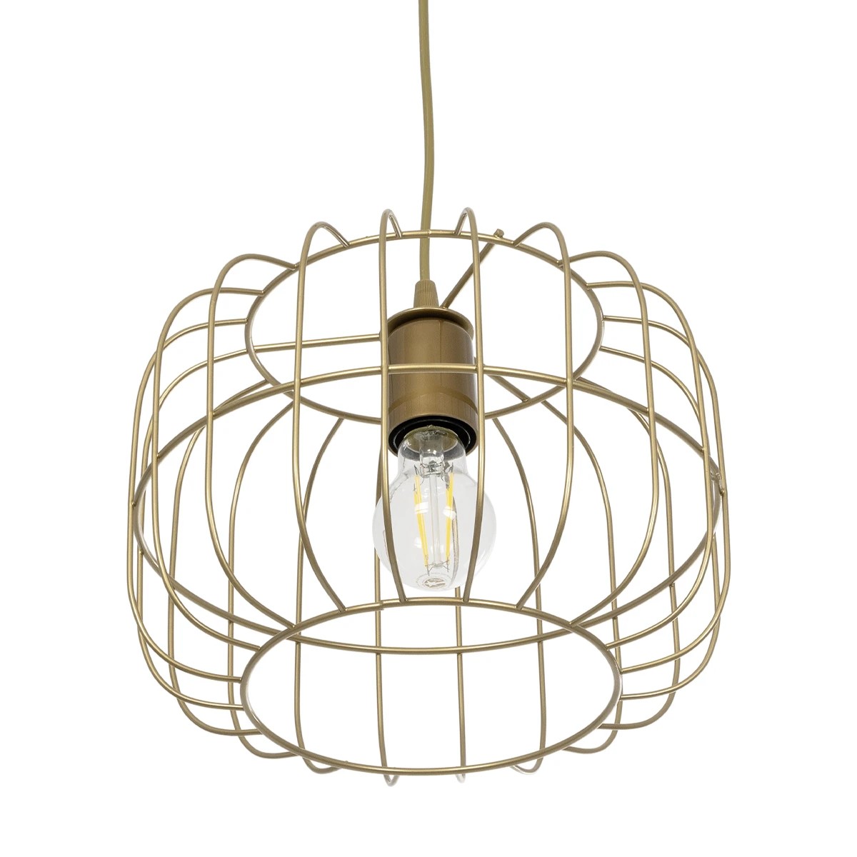 GloboStar® LUCANA 201-0074 Vintage Κρεμαστό Φωτιστικό Πλέγμα Μονόφωτο 1 x E27 IP20 Χρυσό Μέταλλο - Μ30 x Π30 x Υ70cm - Image 6