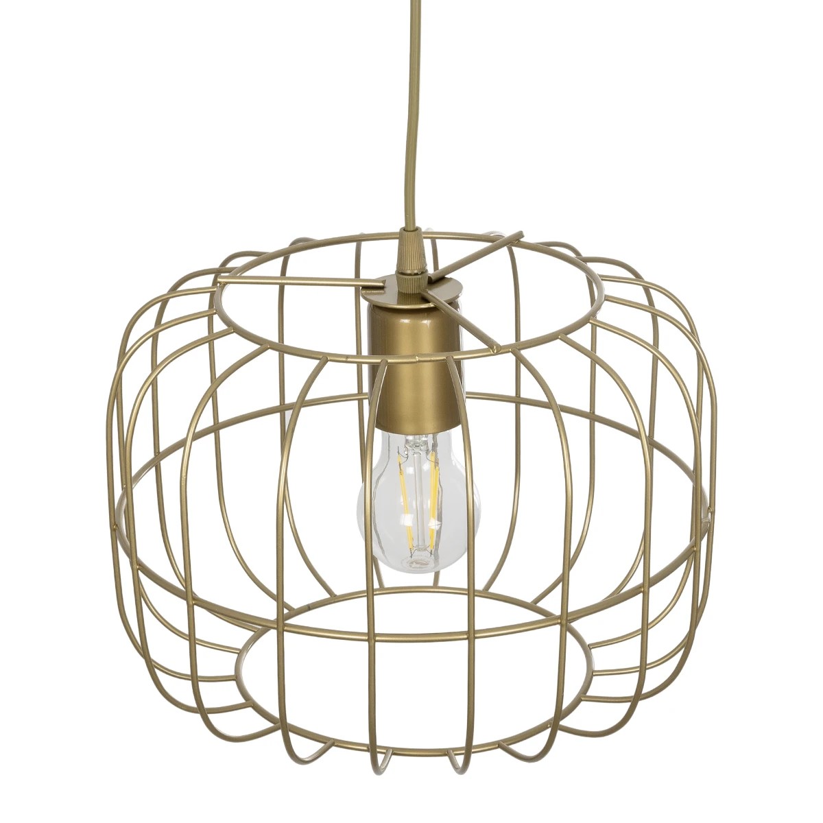 GloboStar® LUCANA 201-0074 Vintage Κρεμαστό Φωτιστικό Πλέγμα Μονόφωτο 1 x E27 IP20 Χρυσό Μέταλλο - Μ30 x Π30 x Υ70cm - Image 7