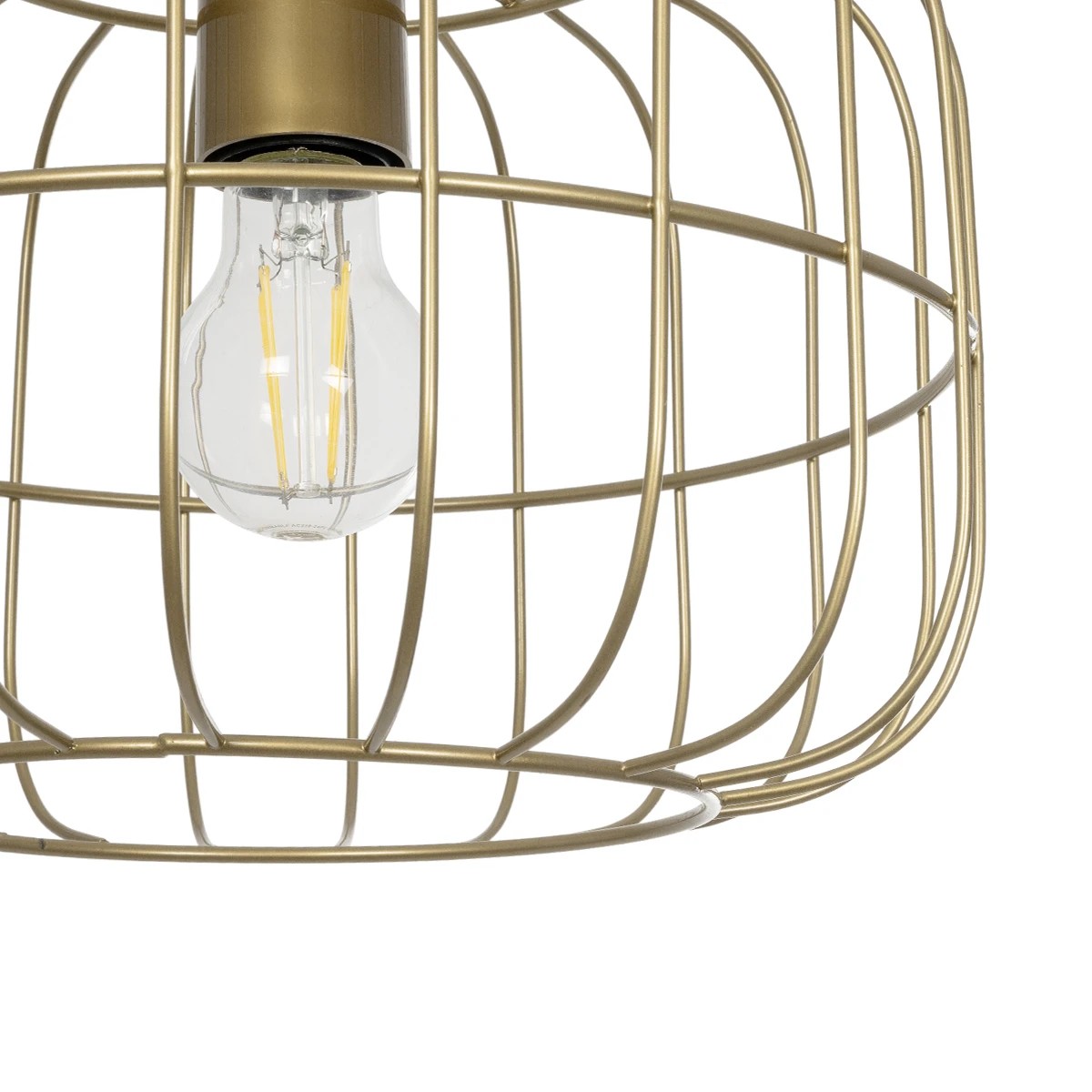 GloboStar® LUCANA 201-0074 Vintage Κρεμαστό Φωτιστικό Πλέγμα Μονόφωτο 1 x E27 IP20 Χρυσό Μέταλλο - Μ30 x Π30 x Υ70cm - Image 8