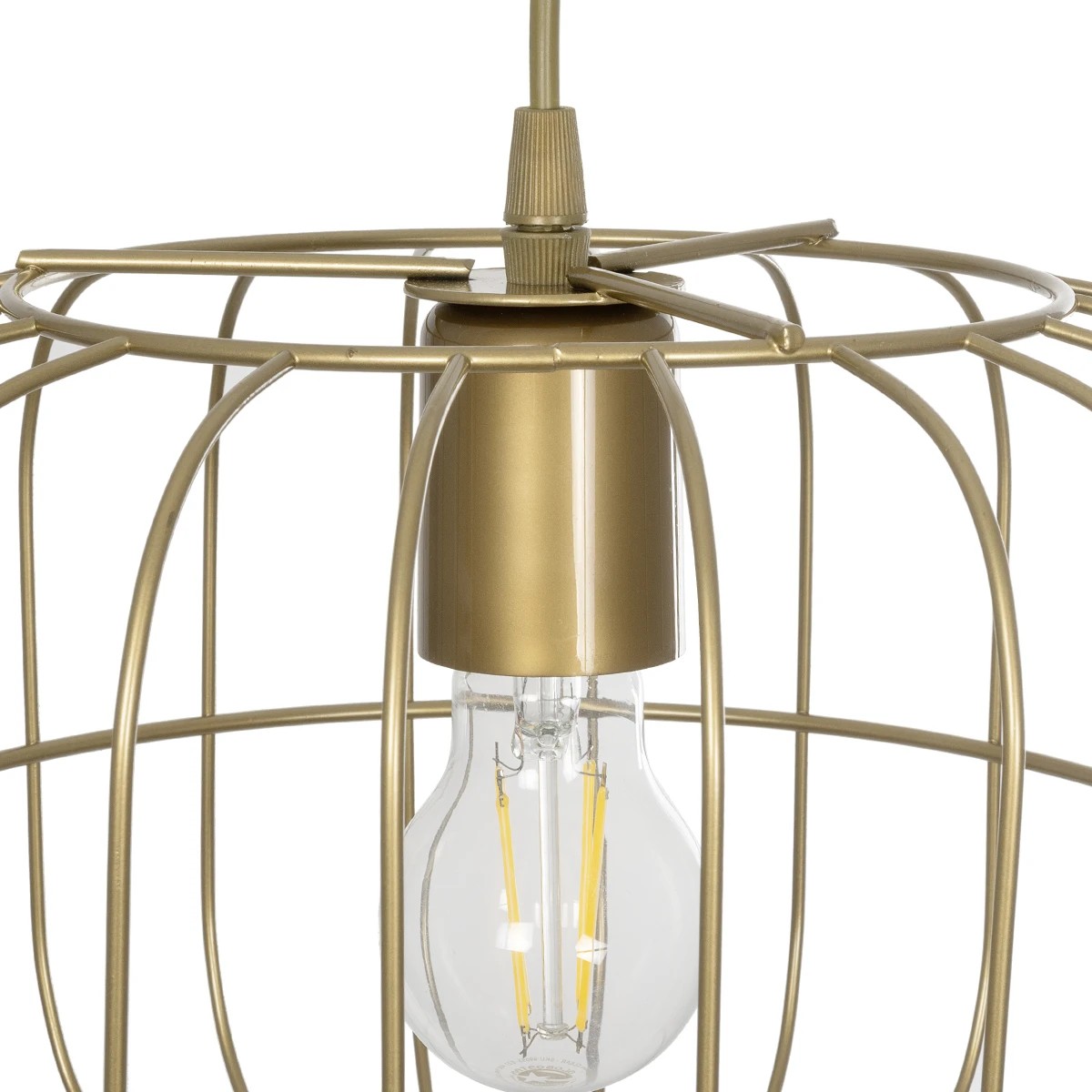 GloboStar® LUCANA 201-0074 Vintage Κρεμαστό Φωτιστικό Πλέγμα Μονόφωτο 1 x E27 IP20 Χρυσό Μέταλλο - Μ30 x Π30 x Υ70cm - Image 9