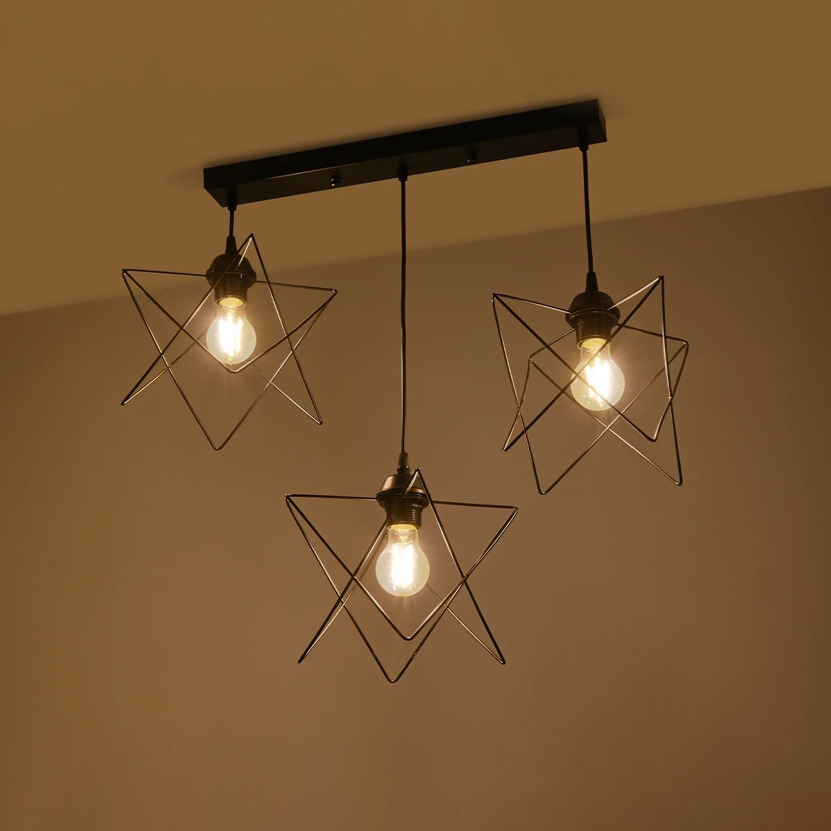 GloboStar® GLIND Vintage 201-0092 Κρεμαστό Φωτιστικό Ράγα Τρίφωτο 3 x E27 IP20 Μαύρο Μέταλλο - Μ55 x Π25 x Υ70cm - Image 3