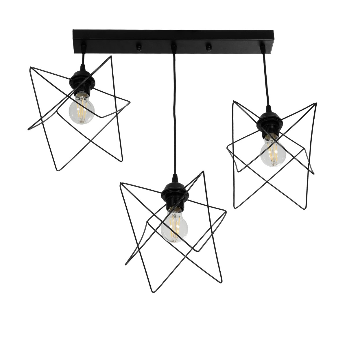GloboStar® GLIND Vintage 201-0092 Κρεμαστό Φωτιστικό Ράγα Τρίφωτο 3 x E27 IP20 Μαύρο Μέταλλο - Μ55 x Π25 x Υ70cm - Image 5