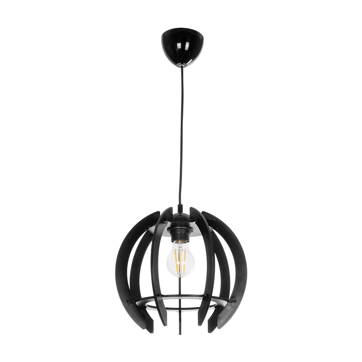 GloboStar® VIVIDUS 202-0028 Μοντέρνο Κρεμαστό Φωτιστικό Ανάρτηση Μονόφωτο 1 x E27 IP20 Μαύρο - Μ30 x Π30 x Υ70cm - Image 4