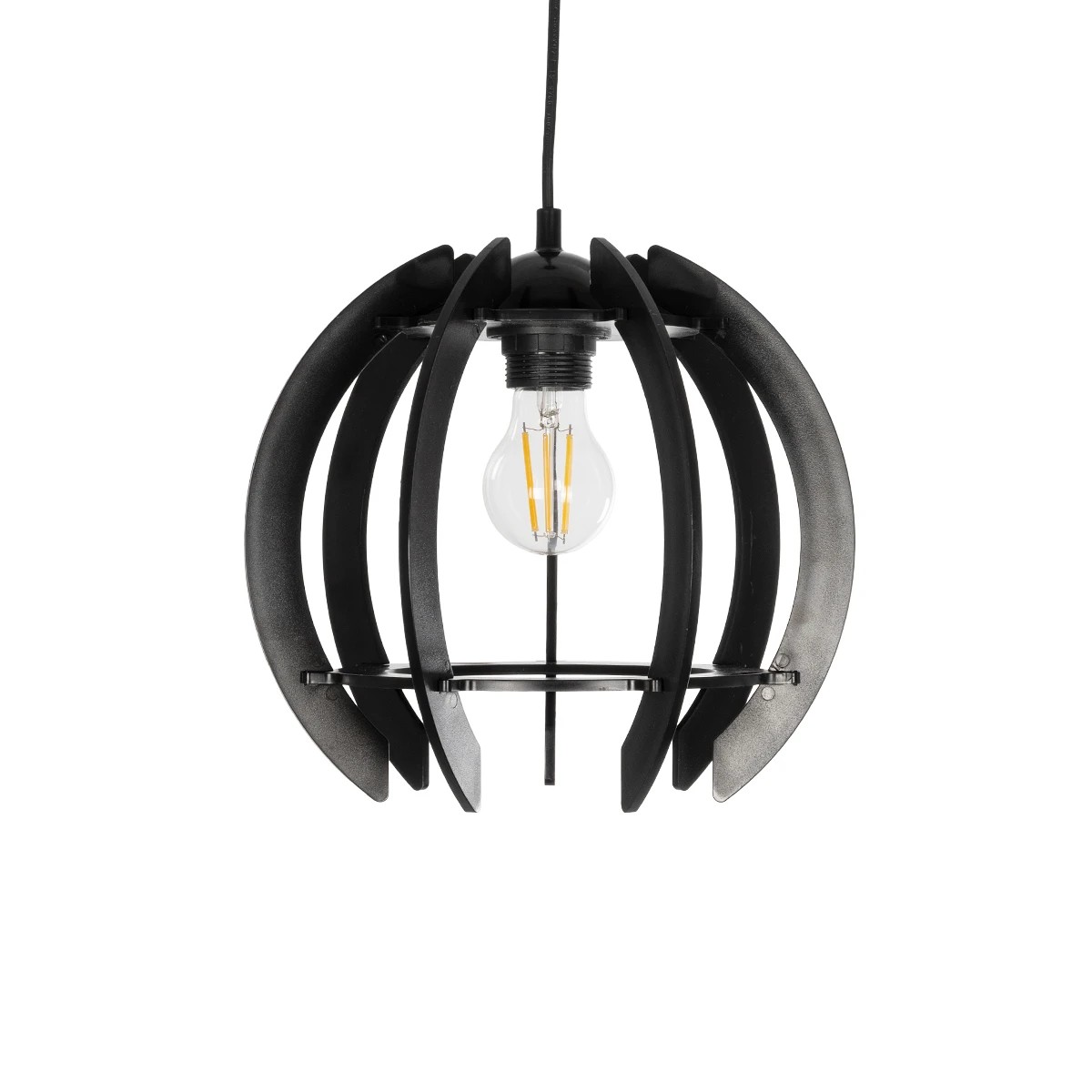 GloboStar® VIVIDUS 202-0028 Μοντέρνο Κρεμαστό Φωτιστικό Ανάρτηση Μονόφωτο 1 x E27 IP20 Μαύρο - Μ30 x Π30 x Υ70cm - Image 5