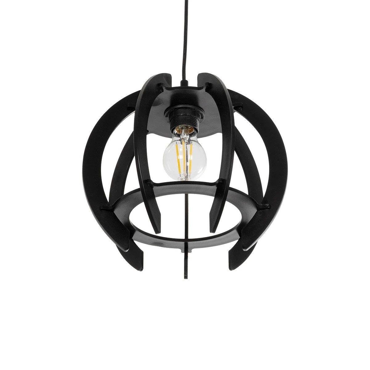 GloboStar® VIVIDUS 202-0028 Μοντέρνο Κρεμαστό Φωτιστικό Ανάρτηση Μονόφωτο 1 x E27 IP20 Μαύρο - Μ30 x Π30 x Υ70cm - Image 6