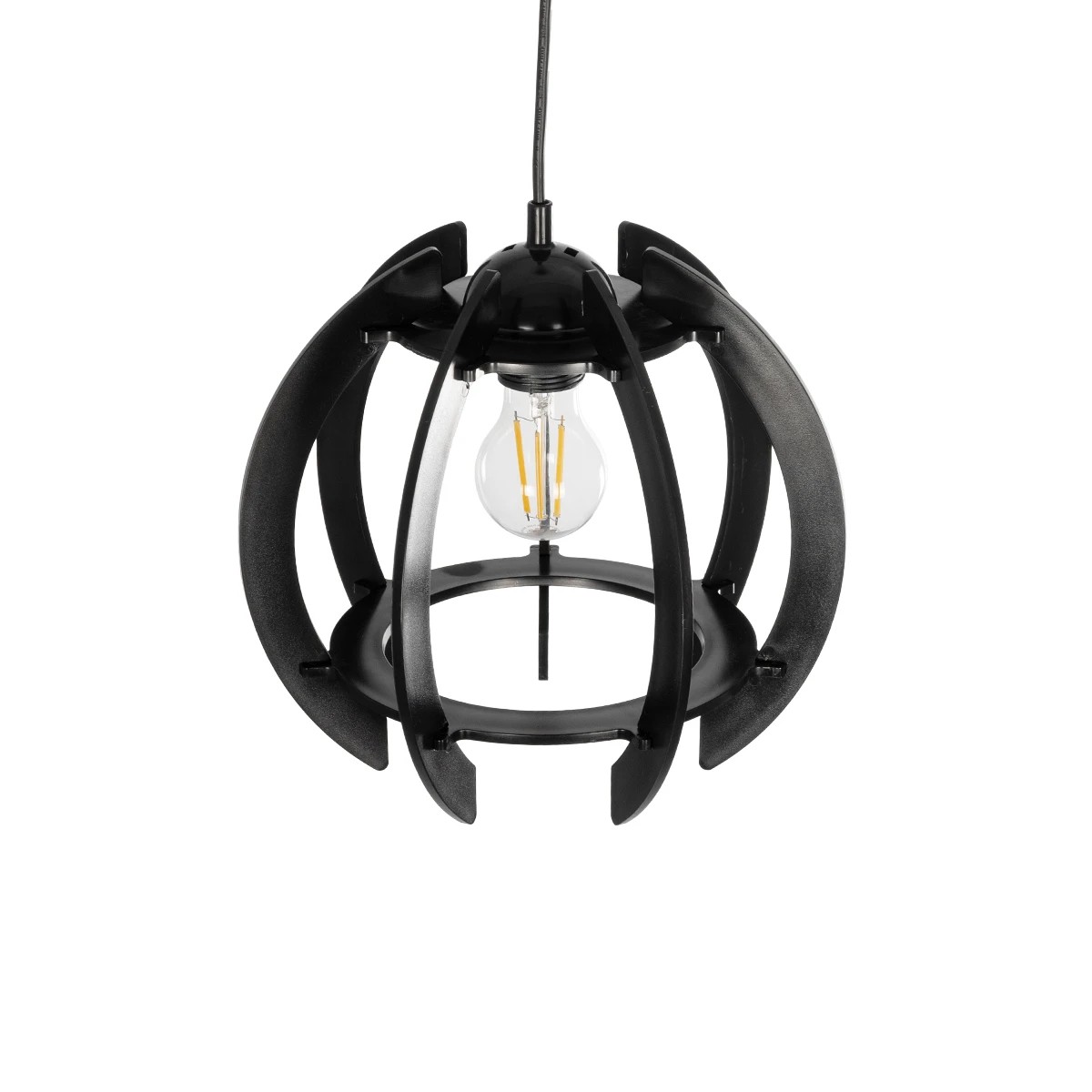GloboStar® VIVIDUS 202-0028 Μοντέρνο Κρεμαστό Φωτιστικό Ανάρτηση Μονόφωτο 1 x E27 IP20 Μαύρο - Μ30 x Π30 x Υ70cm - Image 7