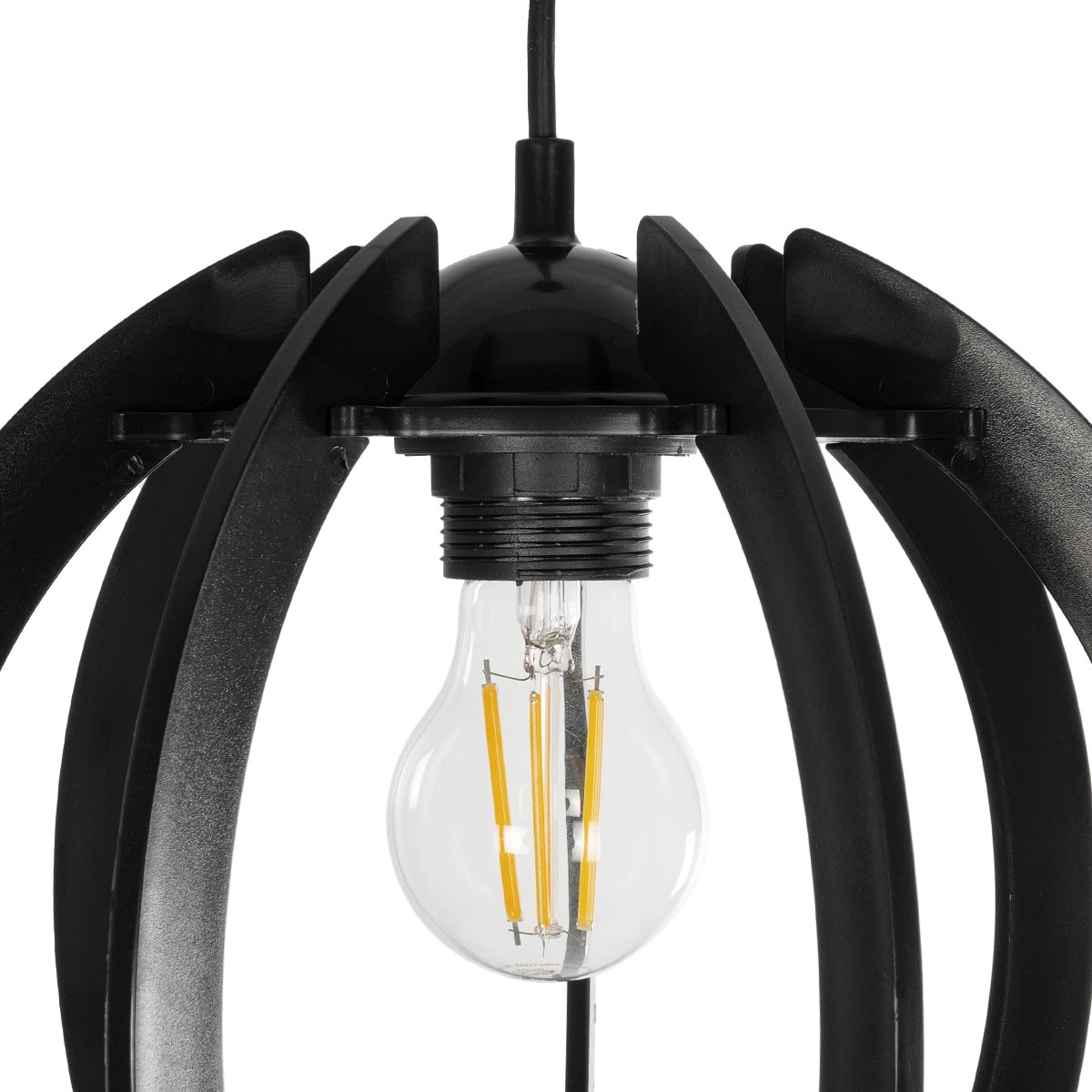 GloboStar® VIVIDUS 202-0028 Μοντέρνο Κρεμαστό Φωτιστικό Ανάρτηση Μονόφωτο 1 x E27 IP20 Μαύρο - Μ30 x Π30 x Υ70cm - Image 8