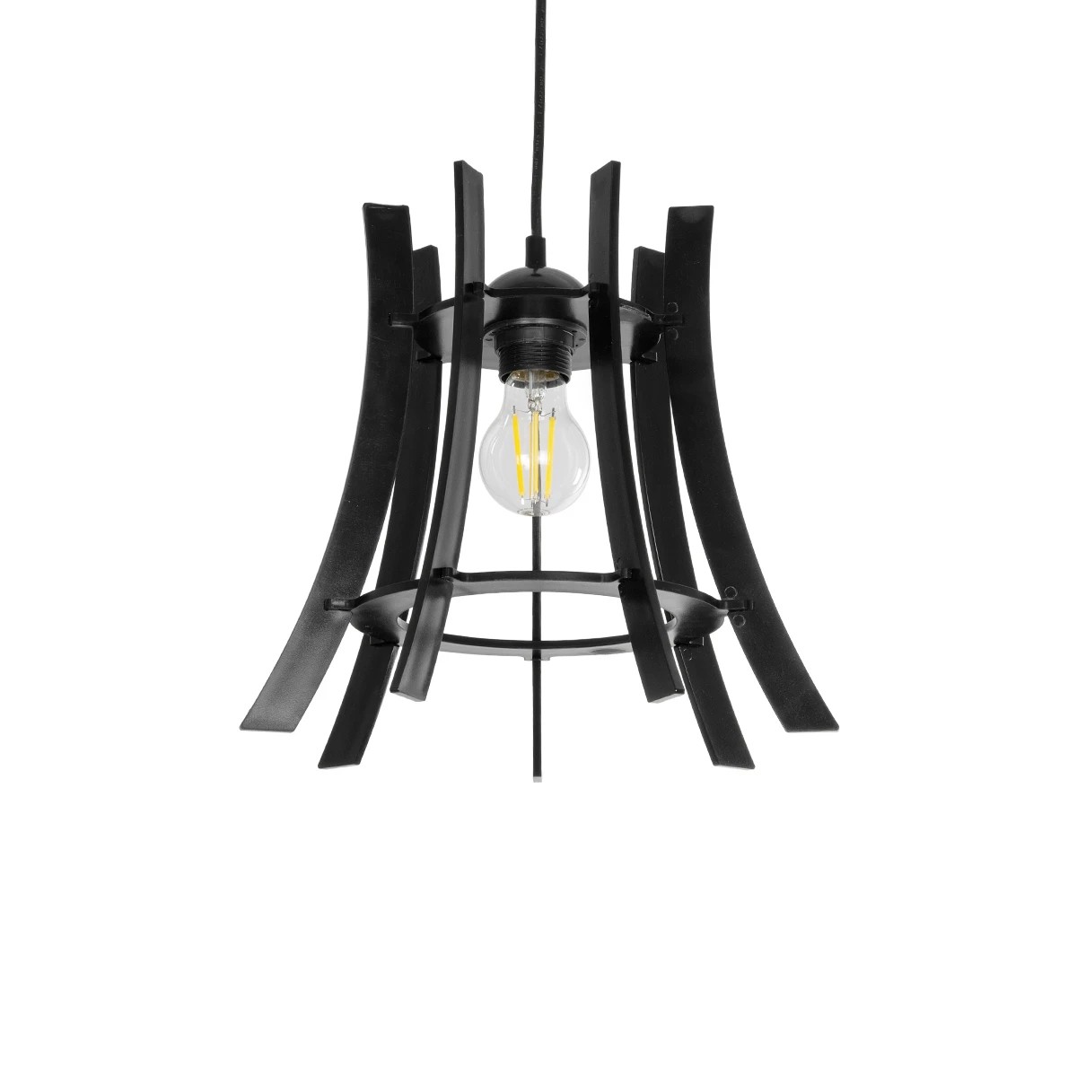 GloboStar® VIVIDUS 202-0029 Μοντέρνο Κρεμαστό Φωτιστικό Ανάρτηση Μονόφωτο 1 x E27 IP20 Μαύρο - Μ30 x Π30 x Υ70cm