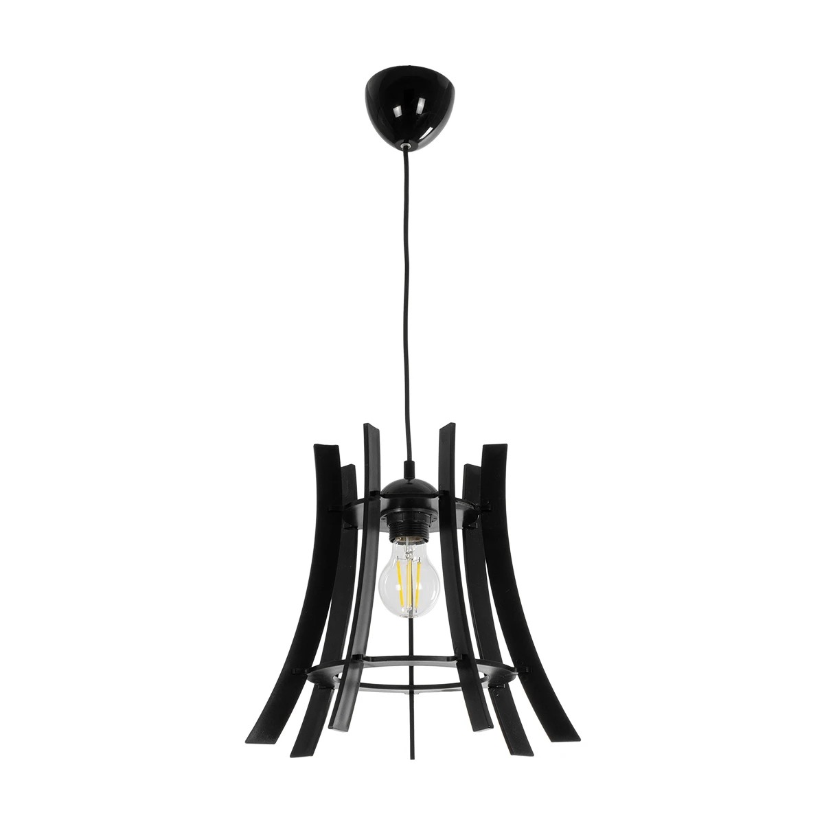 GloboStar® VIVIDUS 202-0029 Μοντέρνο Κρεμαστό Φωτιστικό Ανάρτηση Μονόφωτο 1 x E27 IP20 Μαύρο - Μ30 x Π30 x Υ70cm - Image 4