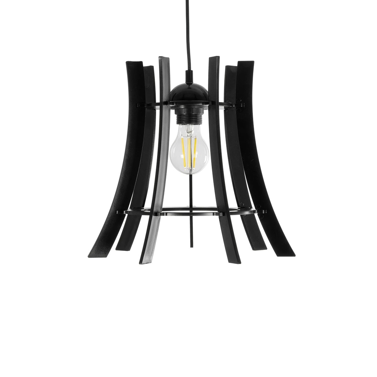 GloboStar® VIVIDUS 202-0029 Μοντέρνο Κρεμαστό Φωτιστικό Ανάρτηση Μονόφωτο 1 x E27 IP20 Μαύρο - Μ30 x Π30 x Υ70cm - Image 5