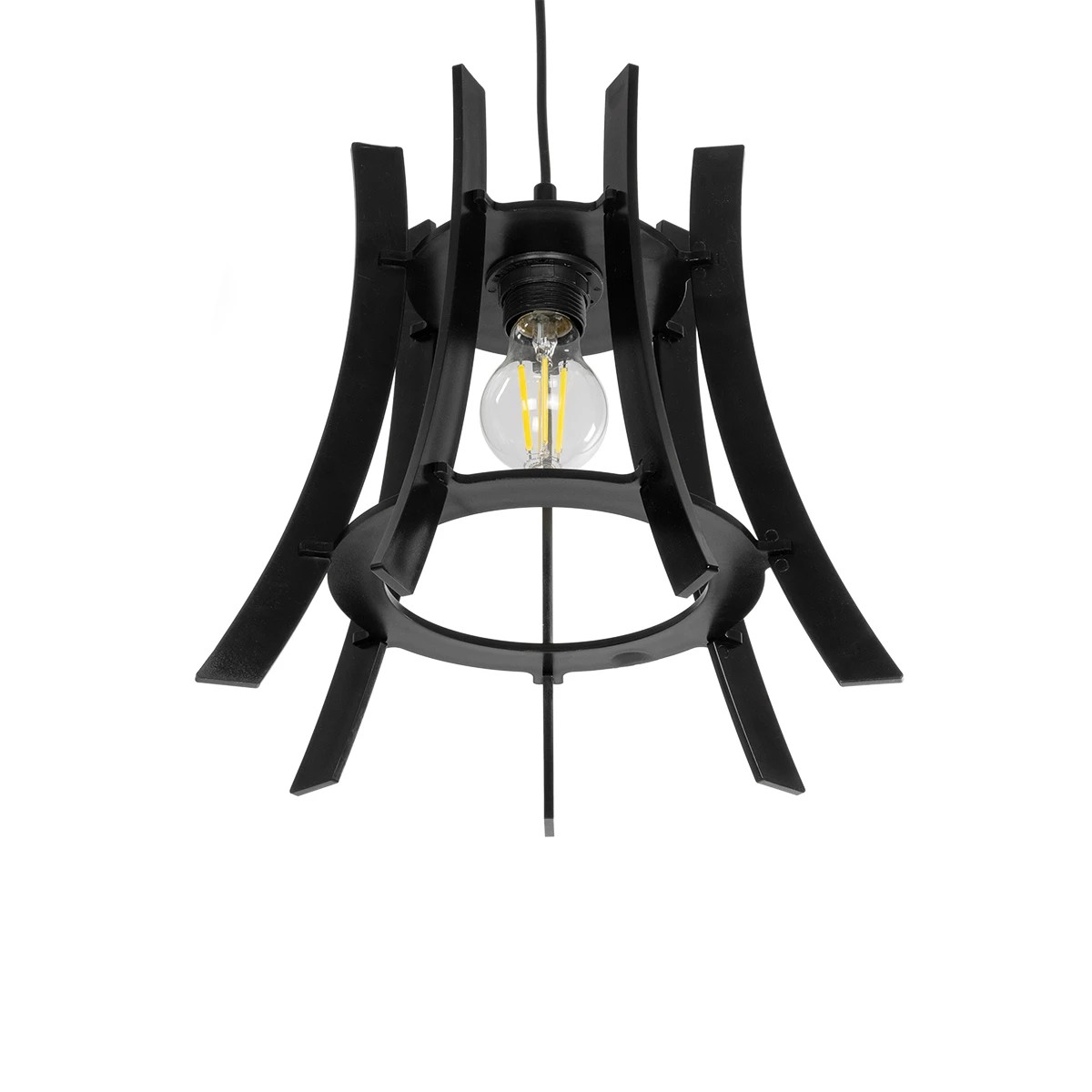 GloboStar® VIVIDUS 202-0029 Μοντέρνο Κρεμαστό Φωτιστικό Ανάρτηση Μονόφωτο 1 x E27 IP20 Μαύρο - Μ30 x Π30 x Υ70cm - Image 6
