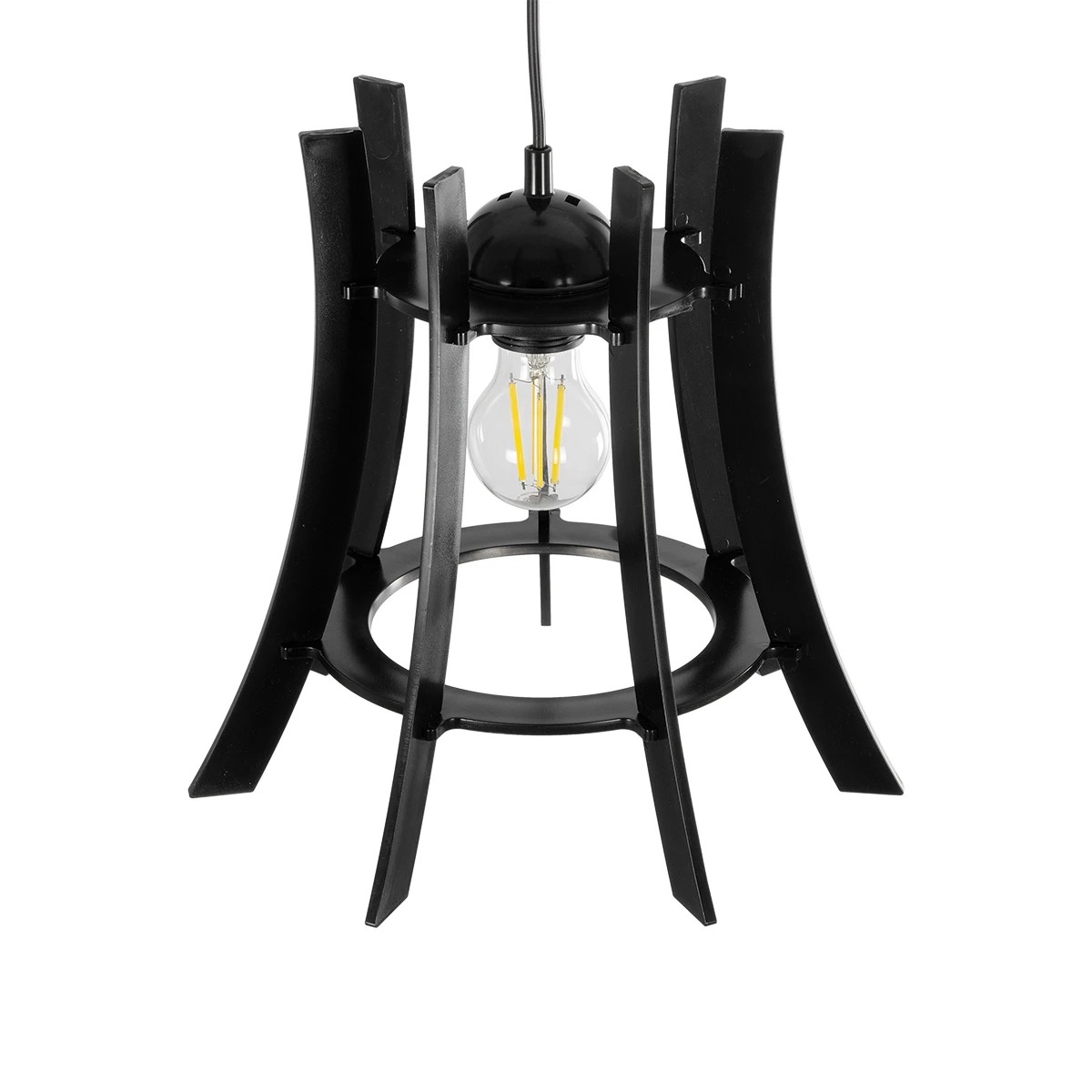 GloboStar® VIVIDUS 202-0029 Μοντέρνο Κρεμαστό Φωτιστικό Ανάρτηση Μονόφωτο 1 x E27 IP20 Μαύρο - Μ30 x Π30 x Υ70cm - Image 7