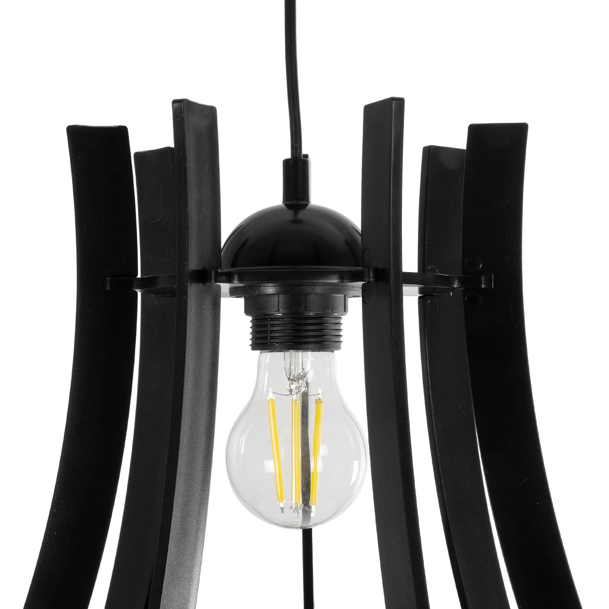 GloboStar® VIVIDUS 202-0029 Μοντέρνο Κρεμαστό Φωτιστικό Ανάρτηση Μονόφωτο 1 x E27 IP20 Μαύρο - Μ30 x Π30 x Υ70cm - Image 8