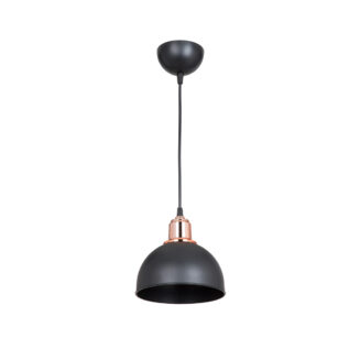 GloboStar® ΗUT 203-0145 Μοντέρνο Κρεμαστό Φωτιστικό Καμπάνα Μονόφωτο 1 x E27 IP20 Μάυρο με Χρυσό Πλαστικό - Μ17.5 x Π17.5 x Υ80cm