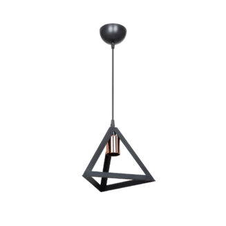 GloboStar® TRIANGLE 203-0161 Μοντέρνο Κρεμαστό Φωτιστικό Καμπάνα Μονόφωτο 1 x E27 IP20 Μάυρο με Χρυσό Πλαστικό - Μ24 x Π24 x Υ86cm
