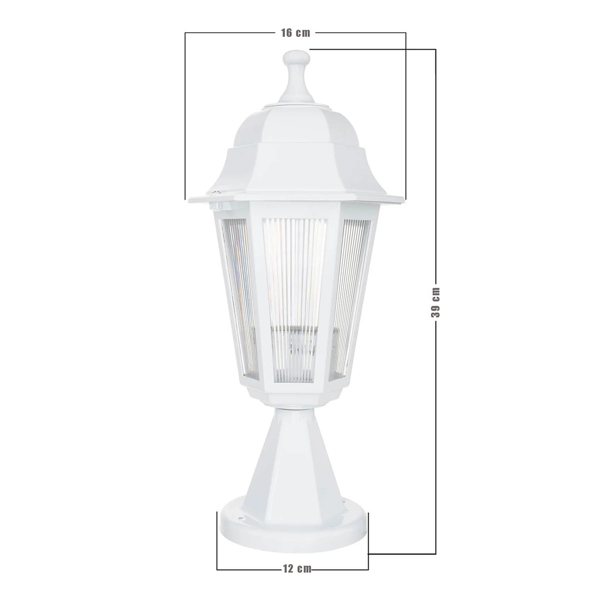 GloboStar® VITRO 203-0200 Vintage Επιδαπέδιο Φωτιστικό Φαναράκι Μονόφωτο 1 x E27 IP44 Λευκό & Διάφανο Πλαστικό - Μ16 x Π16 x Υ39cm - Image 3