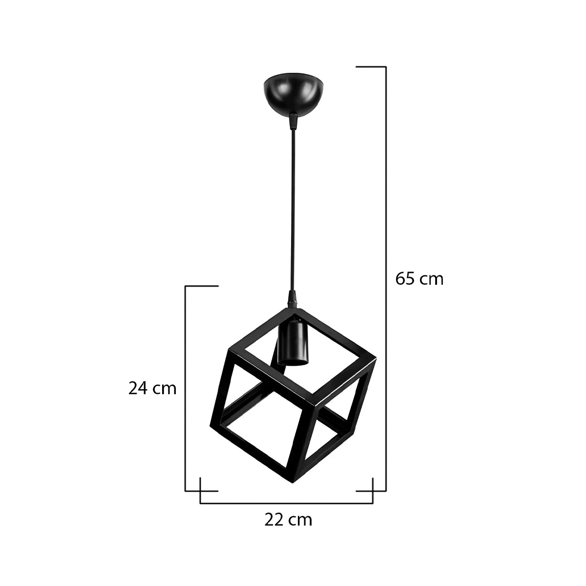 GloboStar® DISE 203-0274 Μοντέρνο Κρεμαστό Φωτιστικό Κύβος Μονόφωτο 1 x E27 IP20 Μαύρο Πλαστικό - Μ22 x Π22 x Υ24cm - Image 4