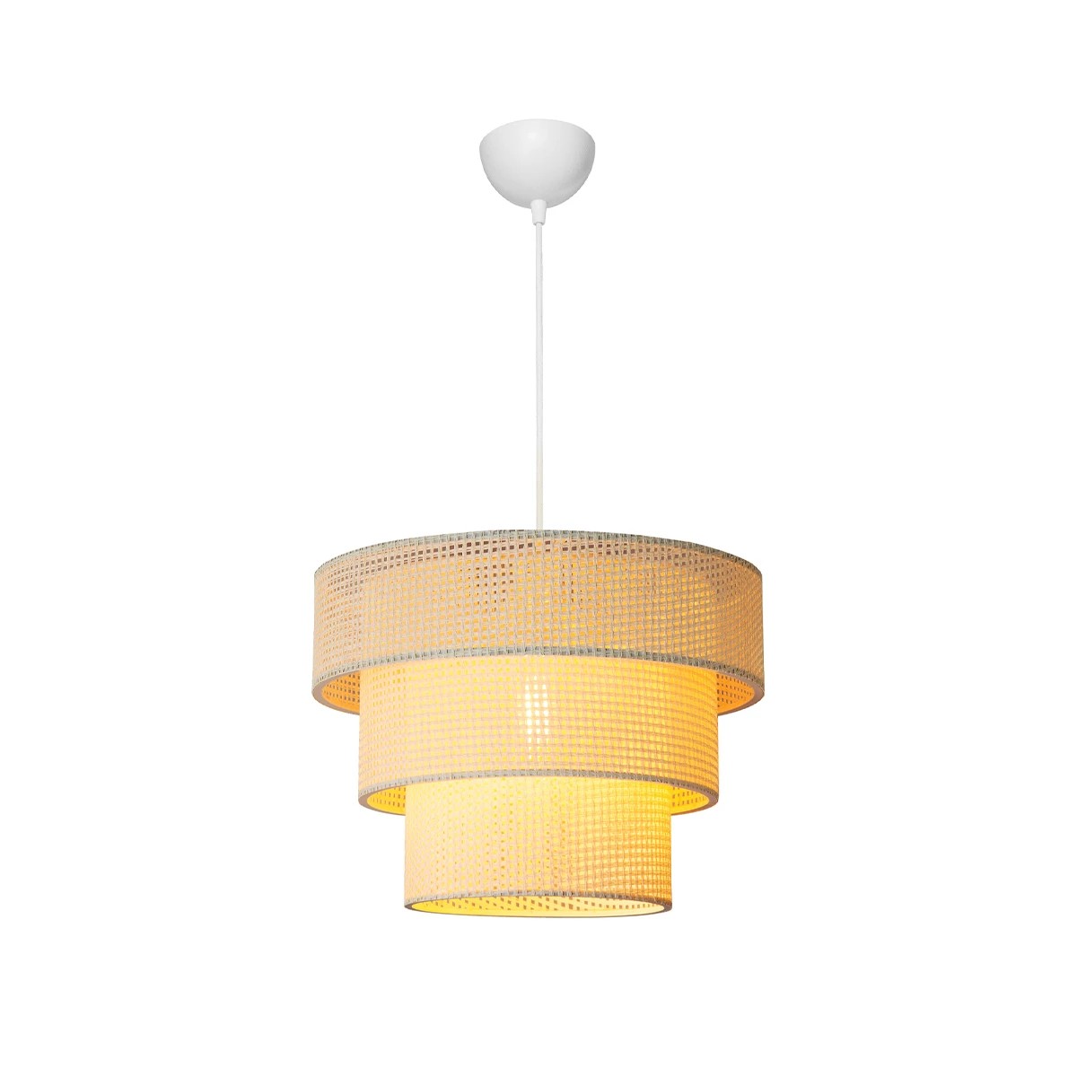 GloboStar® LEVEL 203-0275 Μοντέρνο Κρεμαστό Φωτιστικό Καπέλο Μονόφωτο 1 x E27 IP20 Λευκό Διάτρητο Ύφασμα - Μ38 x Π38 x Υ30cm - Image 3