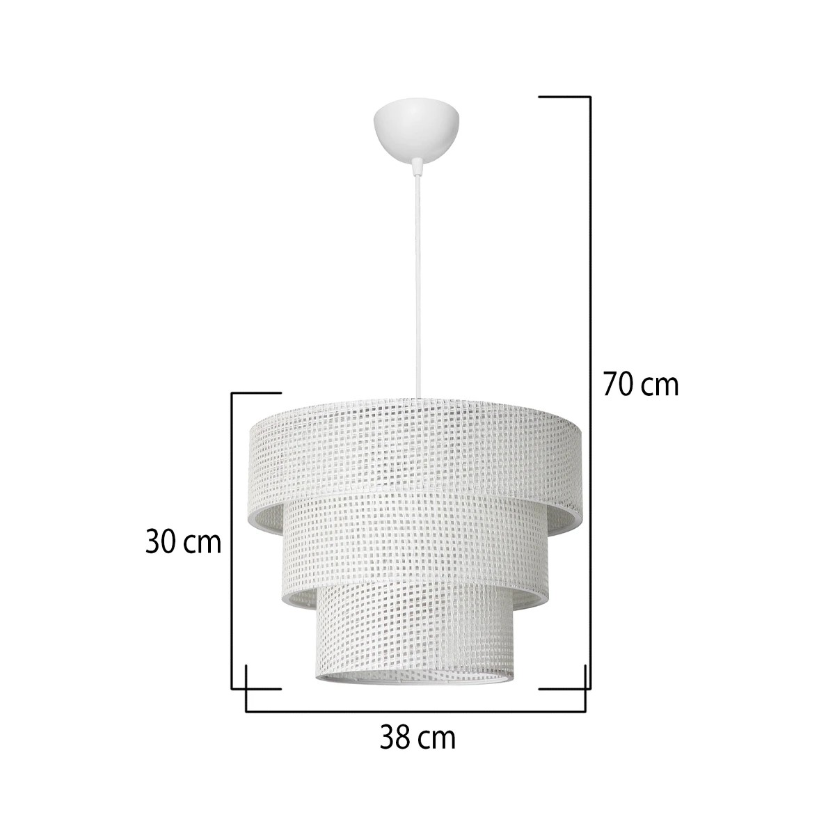 GloboStar® LEVEL 203-0275 Μοντέρνο Κρεμαστό Φωτιστικό Καπέλο Μονόφωτο 1 x E27 IP20 Λευκό Διάτρητο Ύφασμα - Μ38 x Π38 x Υ30cm - Image 4