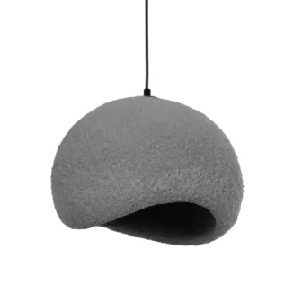 GloboStar® STONE 204-0122 Μοντέρνο Κρεμαστό Φωτιστικό Καμπάνα Μονόφωτο 1 x E27 IP20 Γκρι Σκoύρο Πολυστερίνη με Ρητίνη - Μ31.5 x Π35 x Υ26cm