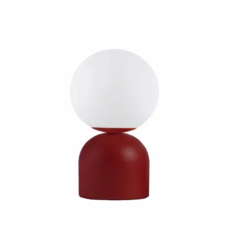 GloboStar® MAGIC 204-0135 Μοντέρνο Eπιτραπέζιο Φωτιστικό Μονόφωτο 1 x E27 IP20 Κόκκινο Μέταλλο με Λευκό Γυαλί - Μ13 x Π13 x Υ28cm