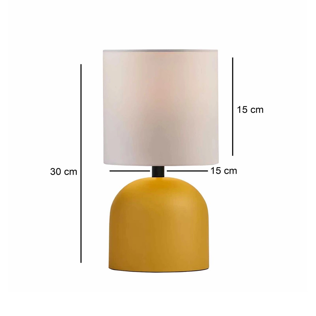 GloboStar® LOREN 204-0137 Μοντέρνο Eπιτραπέζιο Φωτιστικό Μονόφωτο 1 x E27 IP20 Κίτρινο Μέταλλο με Μπεζ Ύφασμα - Μ15 x Π15 x Υ31cm - Image 3