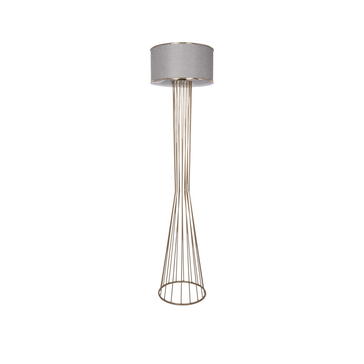 GloboStar® NOVA 201-0040 Μοντέρνο Επιδαπέδιο Φωτιστικό 1 x E27 IP20 Χρυσό Μεταλλό με Μπεζ Ύφασμα - Μ36 x Π36 x Υ148cm - Image 2