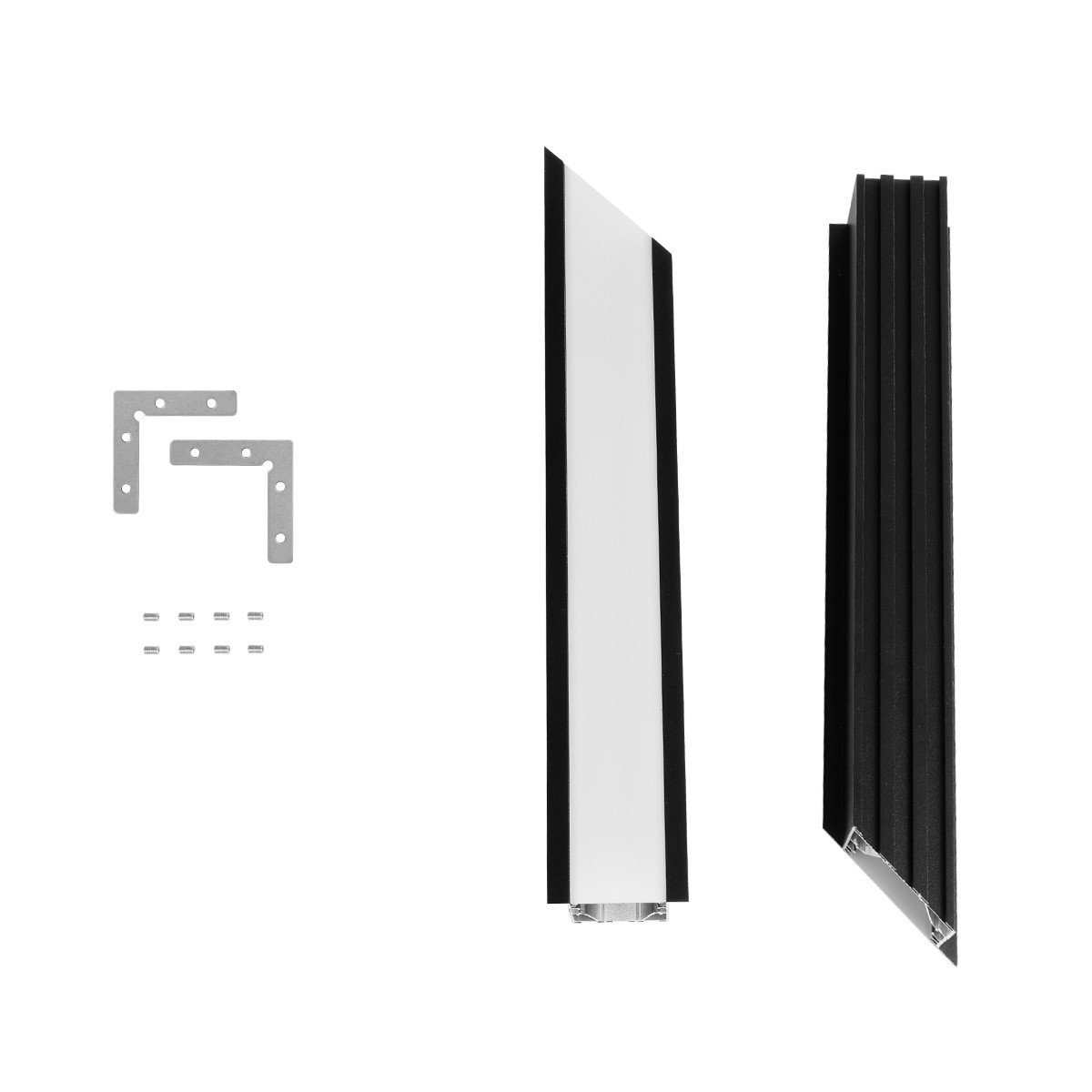 GLOBOSTAR® ALP-CORNER-SIDE90 RECESSA 61789 Χωνευτό Προφίλ Αλουμινίου Γωνία με Λευκό Γαλακτερό Πατητό Κάλυμμα για Ταινίες LED IP20 - Μαύρο Ματ - Μ30 x Π3.5 x Υ4cm - Image 9
