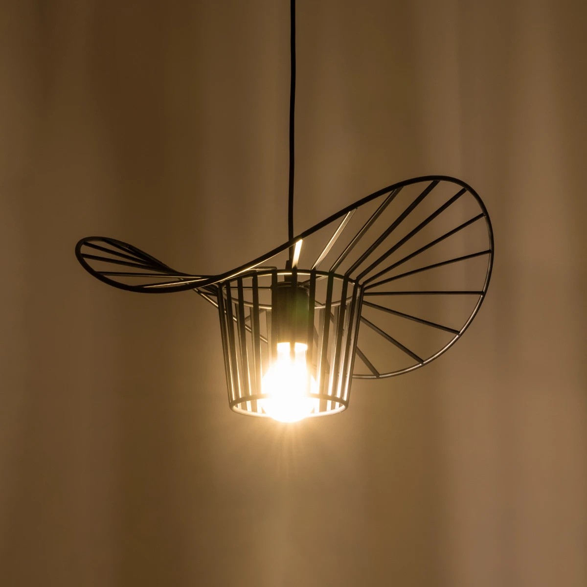 GloboStar® LUMINOVA 61462 Μοντέρνο Κρεμαστό Φωτιστικό Πλέγμα Μονόφωτο 1 x E27 IP20 Μαύρο Σχοινί με Μαύρο Σύρμα - Μ42 x Π42 x Υ20.5cm - Image 3