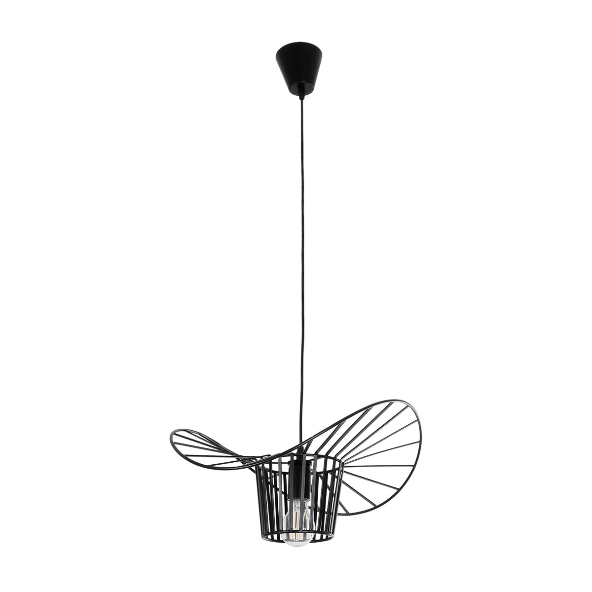 GloboStar® LUMINOVA 61462 Μοντέρνο Κρεμαστό Φωτιστικό Πλέγμα Μονόφωτο 1 x E27 IP20 Μαύρο Σχοινί με Μαύρο Σύρμα - Μ42 x Π42 x Υ20.5cm - Image 4