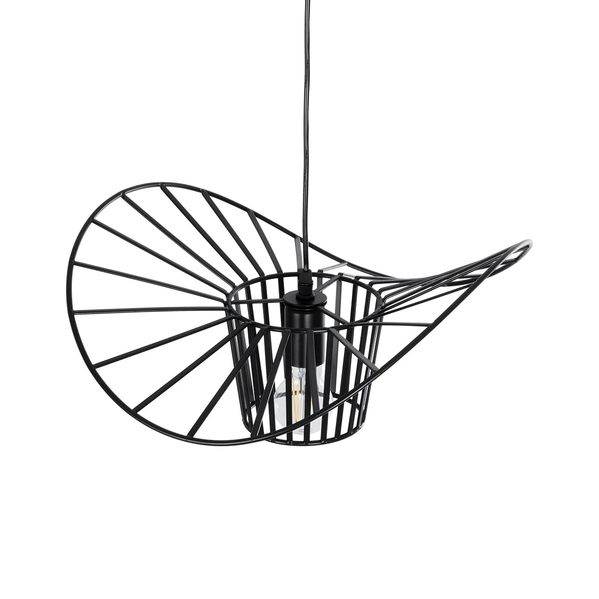 GloboStar® LUMINOVA 61462 Μοντέρνο Κρεμαστό Φωτιστικό Πλέγμα Μονόφωτο 1 x E27 IP20 Μαύρο Σχοινί με Μαύρο Σύρμα - Μ42 x Π42 x Υ20.5cm - Image 7