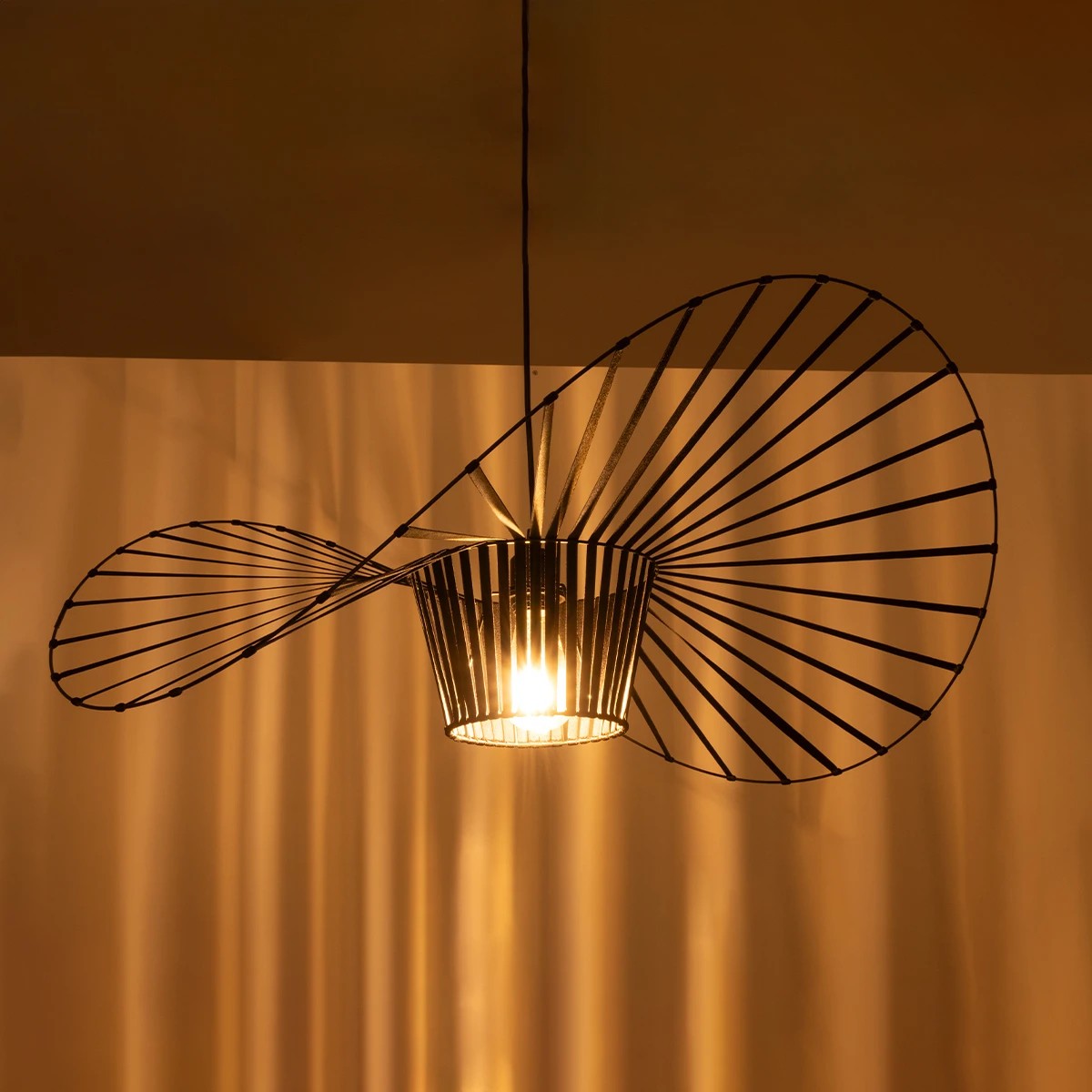 GloboStar® LUMINOVA 61466 Μοντέρνο Κρεμαστό Φωτιστικό Πλέγμα Μονόφωτο 1 x E27 IP20 Μαύρο Σχοινί με Μαύρο Σύρμα - Μ80 x Π80 x Υ30cm - Image 3