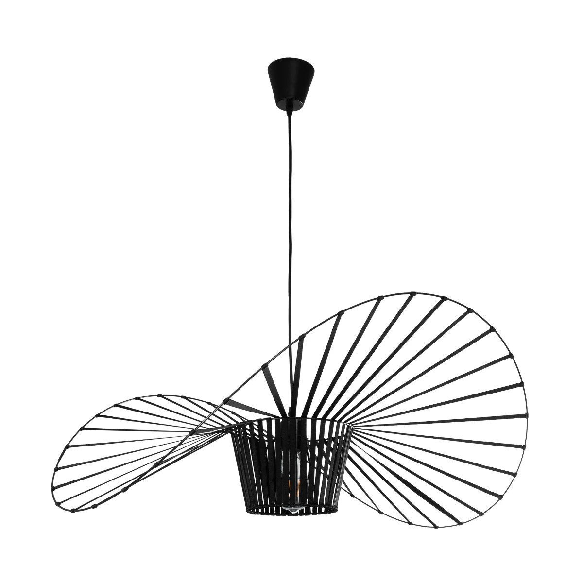 GloboStar® LUMINOVA 61466 Μοντέρνο Κρεμαστό Φωτιστικό Πλέγμα Μονόφωτο 1 x E27 IP20 Μαύρο Σχοινί με Μαύρο Σύρμα - Μ80 x Π80 x Υ30cm - Image 4