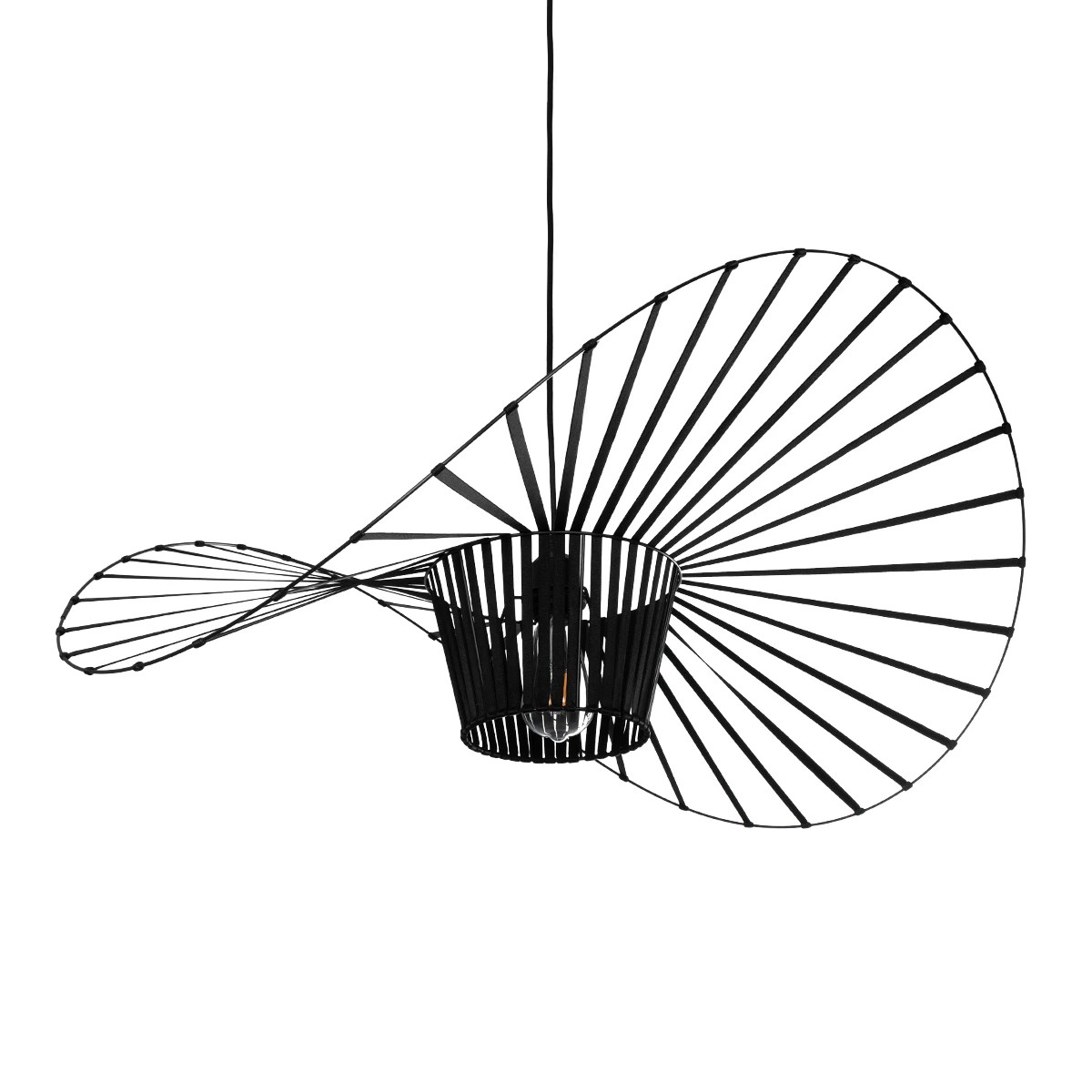 GloboStar® LUMINOVA 61466 Μοντέρνο Κρεμαστό Φωτιστικό Πλέγμα Μονόφωτο 1 x E27 IP20 Μαύρο Σχοινί με Μαύρο Σύρμα - Μ80 x Π80 x Υ30cm - Image 6
