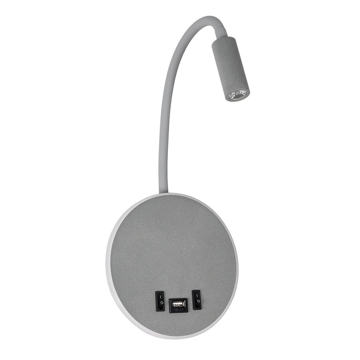 GLOBOSTAR® GOOSE 61694 Μοντέρνο Φωτιστικό Τοίχου - Απλίκα Ξενοδοχείου Reading Light με Φορτιστή USB 3A LED 6W 600lm 36° & 360° AC 220-240V IP20 Θερμό Λευκό 2700K - Bridgelux COB Chip & TÜV SÜD Driver - Γκρι Ανθρακί Ματ - Μ15.5 x Π22.5 x Υ30cm - 3 Χρόνια Εγγύηση