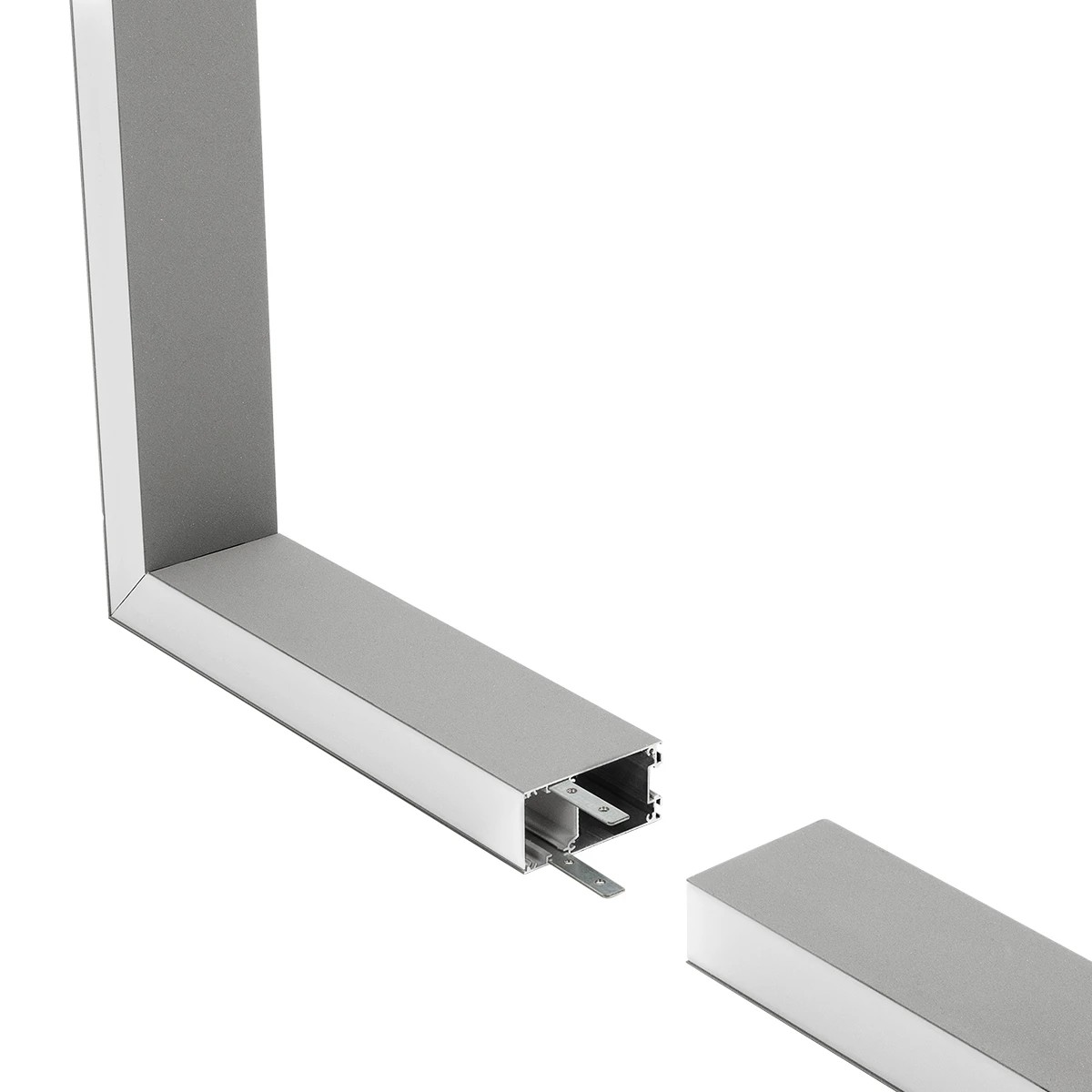 GLOBOSTAR® ALP-CORNER-SIDE90 LUMILINE 61768 Επιφανειακό / Κρεμαστό Προφίλ Αλουμινίου Γωνία με Λευκό Γαλακτερό Πατητό Κάλυμμα για Ταινίες LED IP20 - Γκρι Ανθρακί Ματ - Μ30 x Π3.5 x Υ7cm - Image 3
