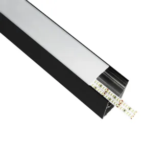 GLOBOSTAR® ALP-LINEAR BRIGHTRAIL 61775-3M Επιφανειακό / Κρεμαστό / Επιτοίχιο Προφίλ Αλουμινίου με Λευκό Γαλακτερό Πατητό Κάλυμμα για Ταινίες LED IP20 - Μαύρο Ματ - Μ300 x Π5 x Υ7.5cm